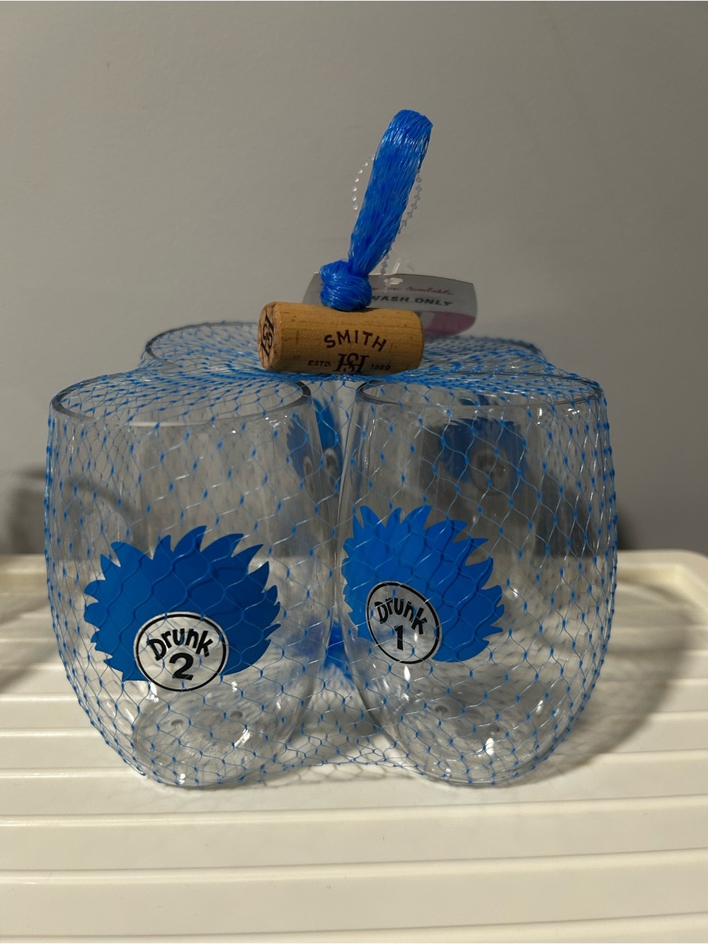 NWT Drunk 1, Drunk 2, Drunk 3, Drunk 4 Plastic Shatterproof Stemless Wine Glass